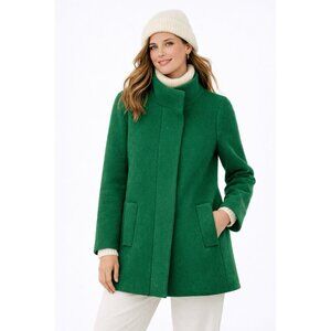 J CREW coat jacket outerwear green 4 wool zip up pockets casual preppy winter